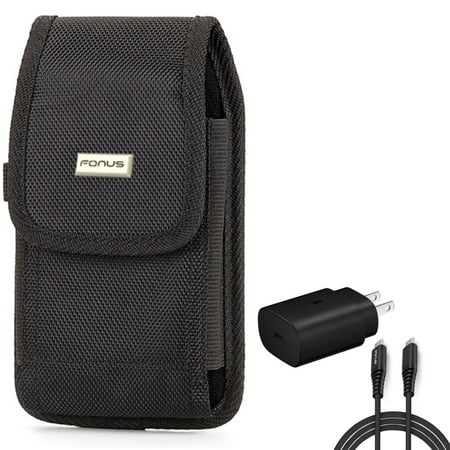 6ft USB-C Cable PD Type-C 25W Fast Home Charger with Holster Rugged Case Belt Clip for Samsung Galaxy S20 Fan Edition S10 5G Note 9 8 20 Ultra 10 Plus S21 FE 5G A9 A73 5G A72 5G A71 5G A70