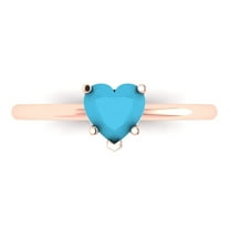 1.25 ct Heart Cut Simulated Turquoise Solitaire 18K Rose Gold Womens Engagement Ring