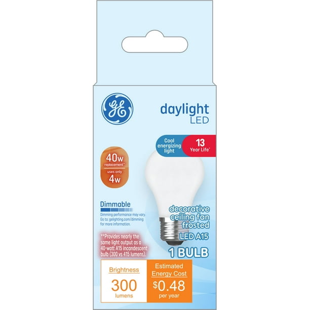 Ge Led 4 Watt 40w Equivalent Daylight Color A15 Ceiling Fan Light Bulbs 1pk Com Ge Led 4 Watt 40w Equivalent Daylight, Led Daylight Bulbs For Ceiling Fans