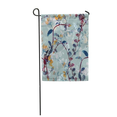 SIDONKU Blue Pattern Field Flowers Brown Floral Dark Graphic Scroll Abstract Garden Flag Decorative Flag House Banner 28x40 inch