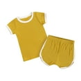 thumbnail image 1 of Ropa De Bebé (Niño O Niña) Traje De Niño Pequeño Verano Acanalado Top De Manga Corta Pantalones Cortos Conjunto De Dos Piezas Amarillo Odeerbi LM103-10451, 1 of 8
