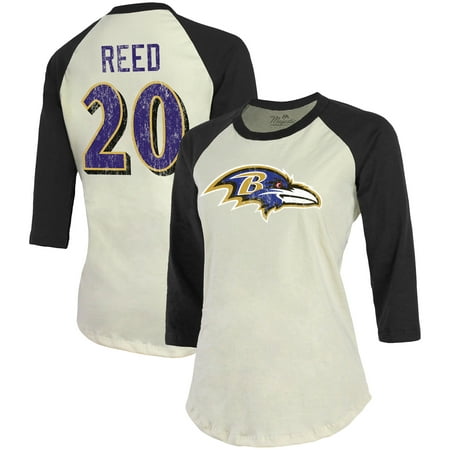 Ed Reed Baltimore Ravens Majestic Threads Women's Vintage Inspired Player Name & Number 3/4-Sleeve Raglan T-Shirt -