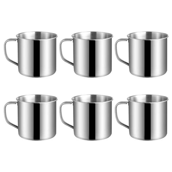 Monyance stainless steel cups 6Pcs Small Metal Camping Mugs 245ml Durable Tea Water Cups Glass Cups(2.76X2.76X2.36Inches)