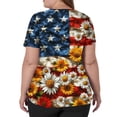 thumbnail image 5 of JoveMarine Women's V-Neck Short Sleeve Scrub Top with Pockets Independence Day Printed Work Blouse Spring Summer Casual Uniform for Daily Work Earthy Yellow L, 5 of 6