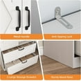 thumbnail image 6 of UZUGUL Farmhouse Armoire Wardrobe Closet with Mirror, 2 Drawers, Hanging Rod, Light, 3 Doors, White, 71.7 inch Height, 6 of 9