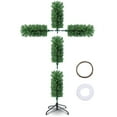 thumbnail image 4 of Loyerfyivos 6Ft Pre-Lit Christmas Crosses Tree Artificial Christmas Cross Tree Artificial Xmas Tree with LED Light and Christ Crown Silk Scarf Wood Rattan Ring for Home Decor Celebrate Lord Savio, 4 of 9