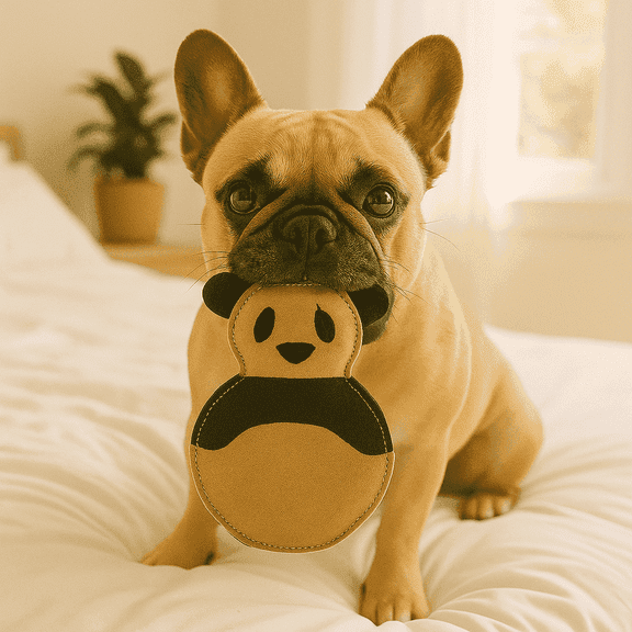 Pawpourri Panda Suede and Leather Chew Toy for Dogs and Cats