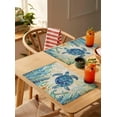 thumbnail image 4 of Ocean Theme Placemats Set of 4 Washable Blue Turtle Design Heat Resistant Non-Slip Placemat Cute Animal Pattern Place Mats Kitchen Dining Table Decor for Durable Linen Table Mats, (13"x 19"), 4 of 6