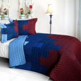 thumbnail image 1 of Fire &amp; Ice - 3 Pieces Vermicelli - Quilted Patchwork Quilt Set  Full &amp; Queen Size - Multicolor, 1 of 1