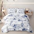thumbnail image 2 of Erosebridal Navy Antique Biplane Twin Quilt Set for Boys Men, Cartoon Vehicle Print Twin Coverlet Set, 2 Pieces, 2 of 7