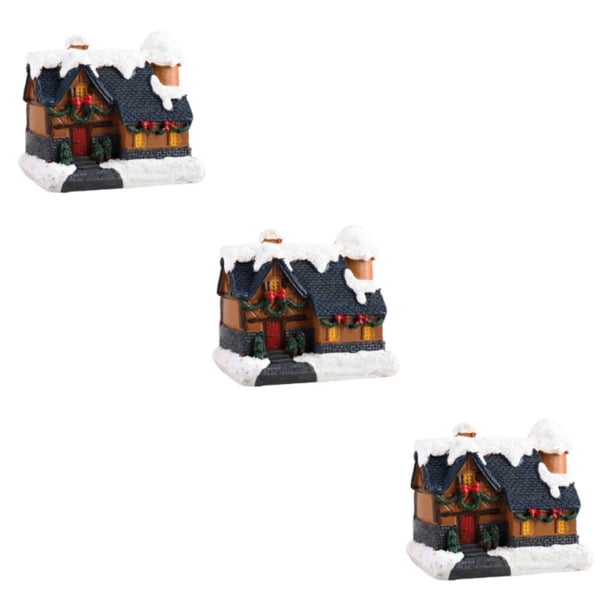 Wosthever Resin Christmas Scene Snow House LED Set Village Desktop Decoration Type1 NO1