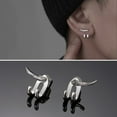 thumbnail image 2 of iaksohdu Ear Studs Punk Hip Hop Detachable 2-Claw Hook Personality Gift Cool Simple Style Men Earrings Fashion Jewelry, 2 of 8