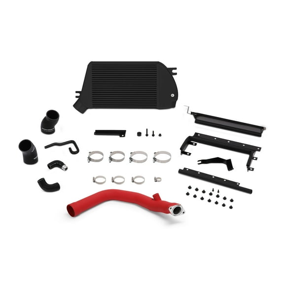 Mishimoto MMTMIC-WRX-15RBK Top-Mount Intercooler Kit Compatible With Subaru WRX 2015-2021 Black Cooler Red Pipe