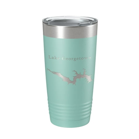 

Lake Georgetown Map Tumbler Travel Mug Insulated Laser Engraved Coffee Cup Texas 20 oz Teal