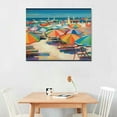 thumbnail image 2 of Nawypu  Beach Umbrellas Canvas Wall Decor by Artist Liz Jardine for Living Room, Bedroom, Bathroom, Kitchen, Office, Bar, Dining & Guest Room - Ready to Hang - 20x16 in, 2 of 4