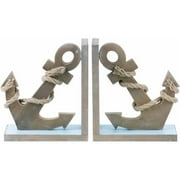 Urban trends collection: wood anchor bookend beach decor, brushed finish, blue