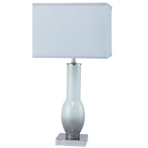 NEW Grey Painted Body, Chrome Base, Grey Fabric Shade, Socket Switch & 1 Outlet, 29" Table Lamp 6207