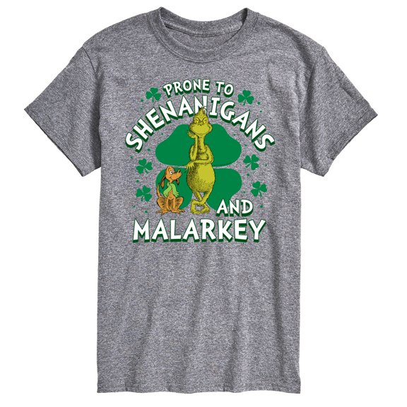 Dr. Suess - The Grinch - Prone To Shenanigans Malarkey - St Patrick's Day - Men's Short Sleeve Graphic T-Shirt