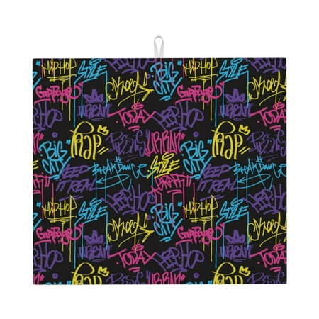 

Naloa Graffiti Art Dish Drying Mat for Kitchen Counter Heat Resistant Drainer Mats Absorbent Draining Mat Dish Rack Pad 16 x18
