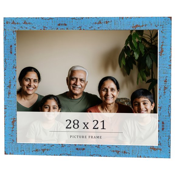 28x21 Frame Blue Solid Wood Picture Frame Width 1.125 Inches | Interior Frame Depth 0.5 Inches |