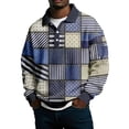 thumbnail image 4 of LWavelet Men's Denim Patchwork Polo Shirt - Retro Vibe, Perfect for Casual Leisure & Spring Outfits Royal Blue 3XL, 4 of 5
