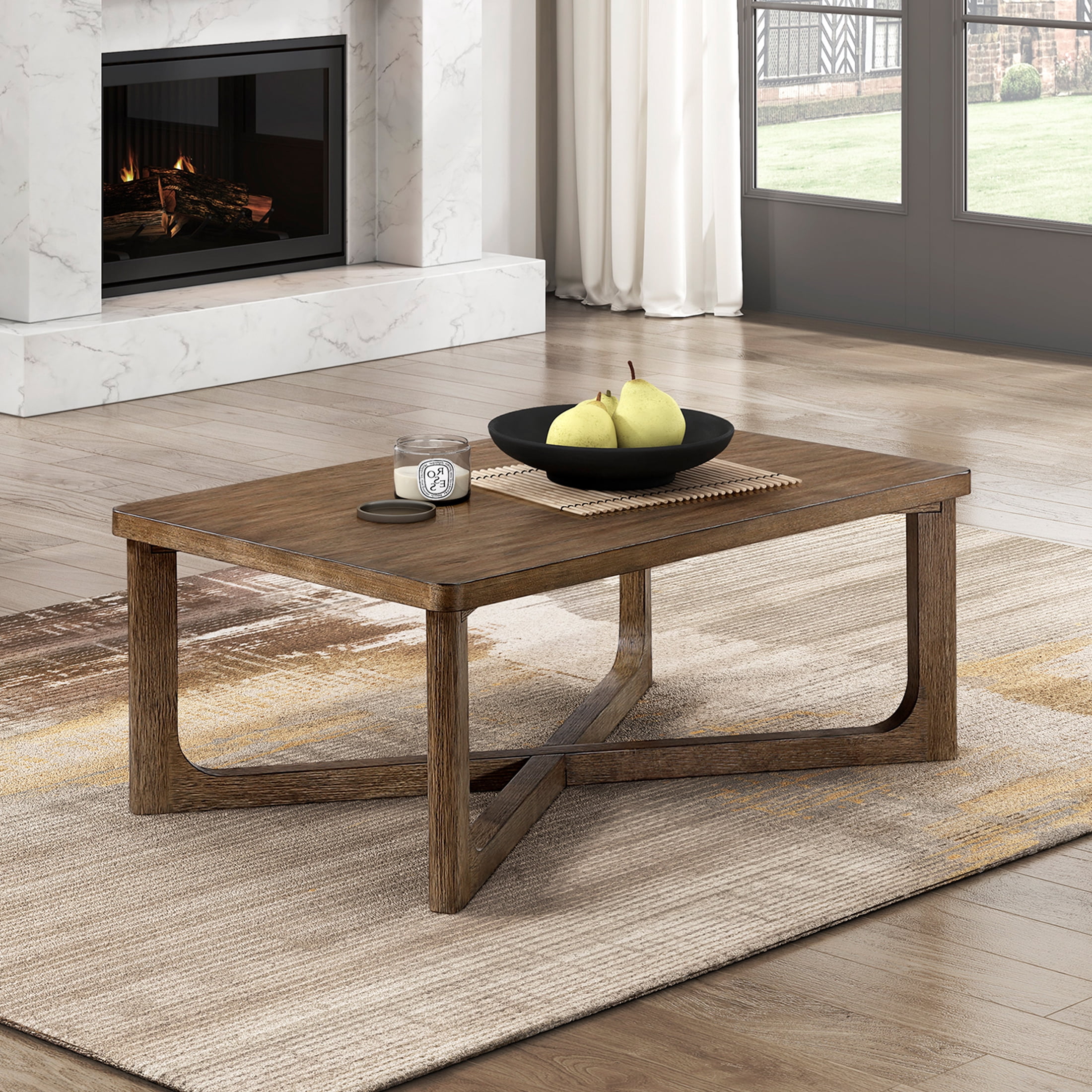 OakvillePark Elion Rectangle Wood Coffee Table, Light Brown