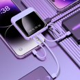 thumbnail image 4 of CNKOO 20 000mAh Portable Charger with Detachable 4-in-1 Cables - Fast Charging Power Bank  LED Display  Compact & Lightweight (White Pink) - Airplane Safe  Includes Lanyard, 4 of 8