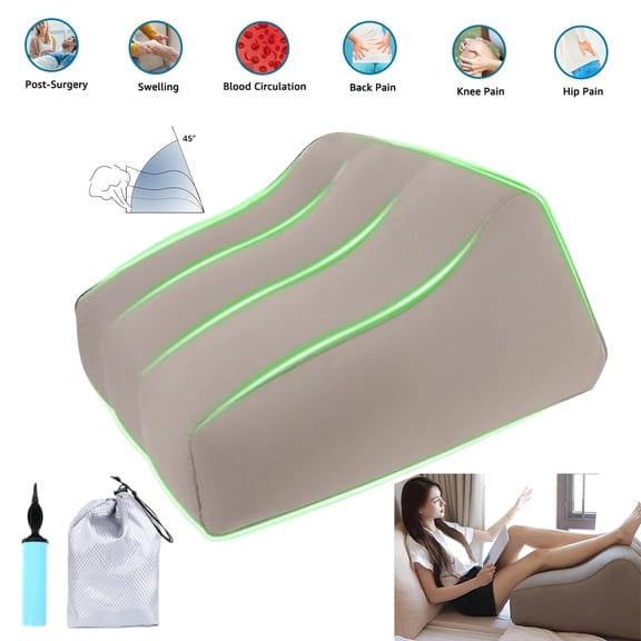 OhhGo Inflatable Leg Elevation Pillow, Portable Lumbar Support, Wedge Leg Rest Elevating Pillows, Office Chair Back Cushion for Sleeping, Legs Reduce Swelling, Blood Circulation, After Surgery, Gray