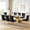 Gold Table, variant on 9-Piece Dining Table Set, 94" Tempered Glass Top, Irregular Stainless Steel Base, 8 Velvet Dining Chairs with Tufted Backrests and Nailhead Trim, for Living Room, Kitchen, Conference Room