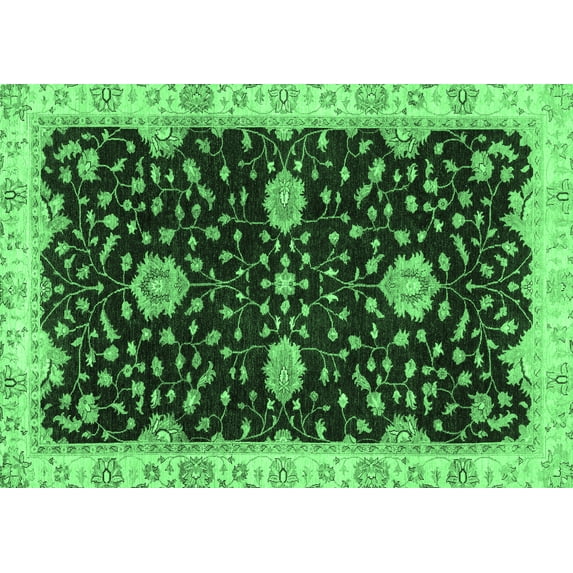 Ahgly Company Indoor Rectangle Oriental Emerald Green Traditional Area Rugs, 8' x 12'
