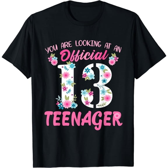 Official 13 Teenager 13th birthday 13 Years Old Girl Flower T-Shirt