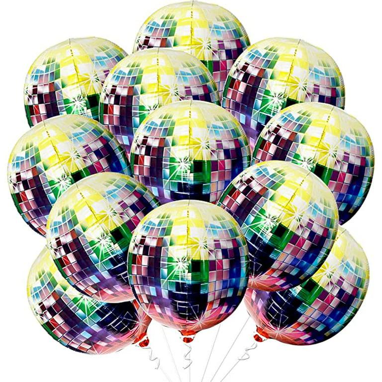 Disco Ball Balloons, 12Pcs 22 Inch Disco Balloons 4D Laser Foil Balloon,  Mirror Metallic Balloon for Disco Dance Party 