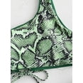 thumbnail image 6 of ZAFUL Women Swimwear Snakeskin Leopard Print One Shoulder Reversible Bikini Set Medium Forest Green XL, 6 of 7