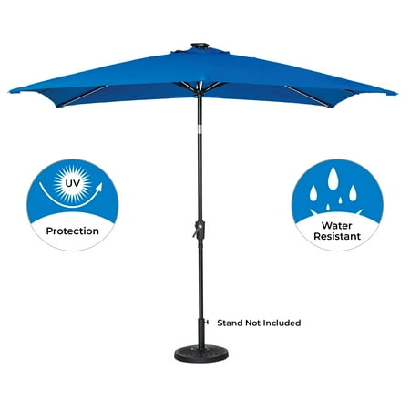 Sun Ray - 9'x7' Rectangular Next Gen Solar Lighted Umbrella - Navy