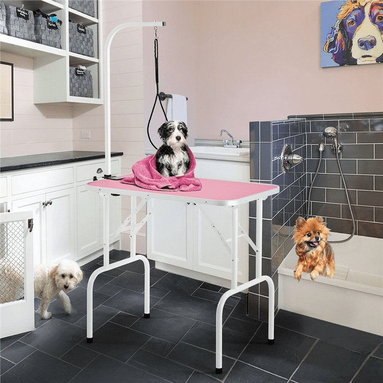 Paw Mat Dog Cat Pet Grooming Salon Foldable Table Pink - Bunnings