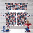 thumbnail image 3 of Independence Day Kitchen Curtains Valances 3 Piece Set, US Flag Gnome Truck HOME Stars Wood Grain Rod Pocket Tier Curtain and Valance Drapes for Small Window 36 Inch Length for Bedroom Cafe, 3 of 9