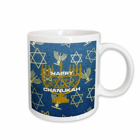 

3dRose Happy Chanukah With Menorahs Ceramic Mug 15-ounce