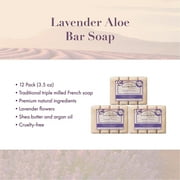 A LA MAISON Lavender Flowers Bar Soap - Triple French Milled Natural Moisturizing Hand Soap Bar (12 Bars of Soap, 3.5 oz)