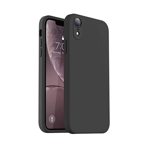 xixishop Compatible with iPhone XR Case, Upgraded Liquid Silicone with [Flat Edges] [Camera Protection] [Soft Anti-Scratch Microfiber Lining] Phone Case for iPhone 10 XR 6.1 inch - Black