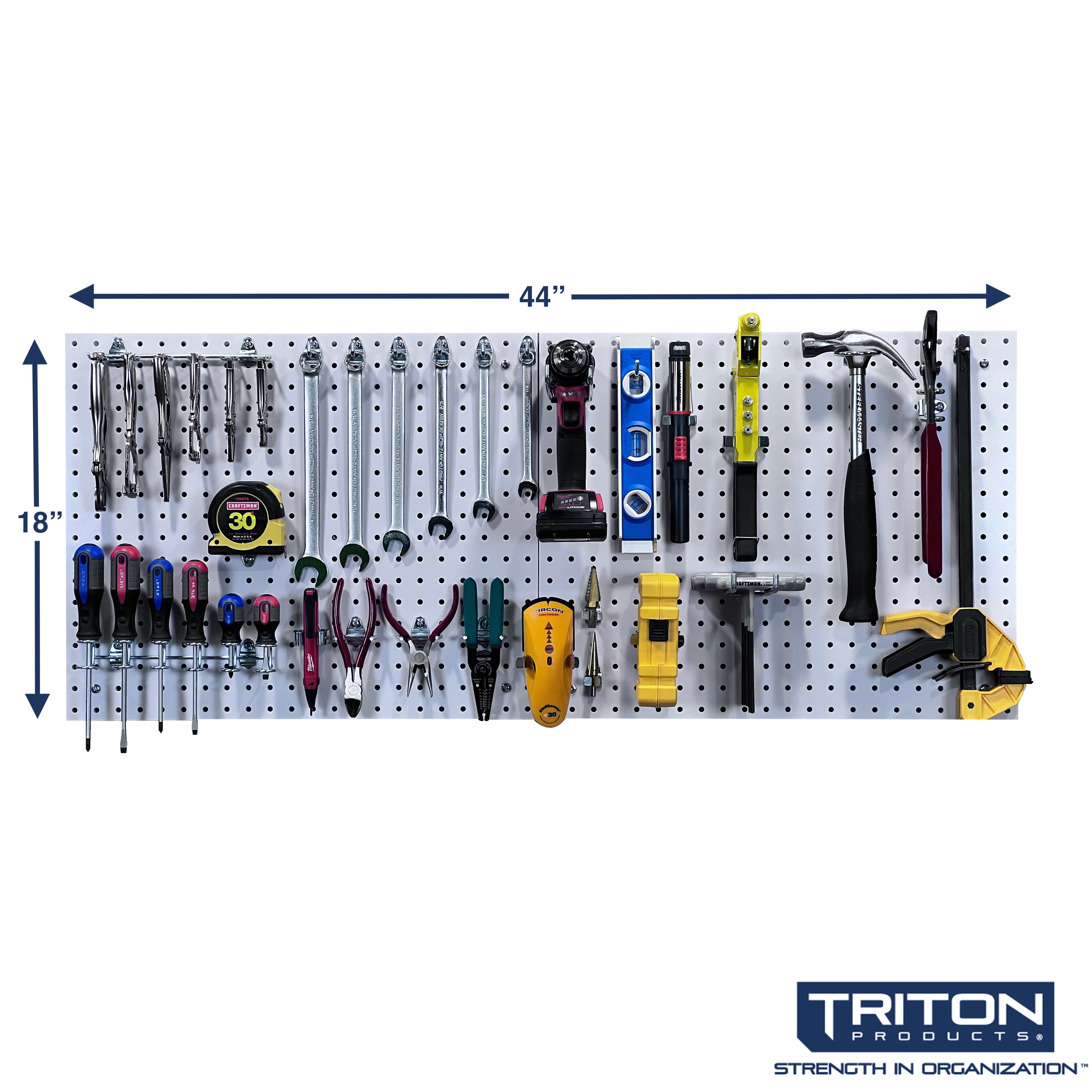 Triton Products (2) 22" W x 18" H x 1/4" D White Polypropylene Pegboards with 9/32" Hole Size