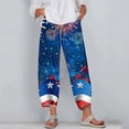 thumbnail image 3 of qelini Wide Leg Pants for Women Plus Size 4th of July Capris Pants High Waist Print Ankle Pants, 3 of 5