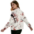 thumbnail image 3 of SCRAWLGOD Plum Blossom Print White Women's Full Zip Up Jacket Casual Long Sleeve Crewneck Sweatshirts Lightweight Comfortable Fall Coat Outerwear with Pockets, M, 3 of 7