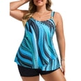 thumbnail image 1 of Traje de baño Hanna Nikole para mujer, talla grande, azul y verde con lunares, 1 of 6