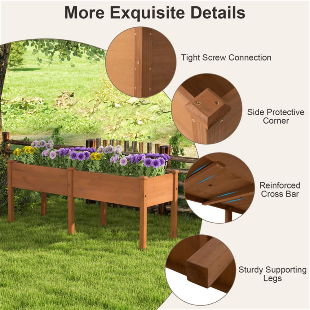 Topcobe Large Raised Garden Bed with Drainage Holes and 6 Supporting Legs, Outdoor Garden Bed for Patio Backyard-Brown