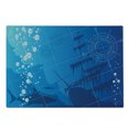 thumbnail image 2 of Nautical Cutting Board, Underwater Sharks Old Ship Compass Windrose Deep Water Bubbles Illustration, Decorative Tempered Glass Cutting and Serving Board, Large Size, Blue White, by Ambesonne, 2 of 5
