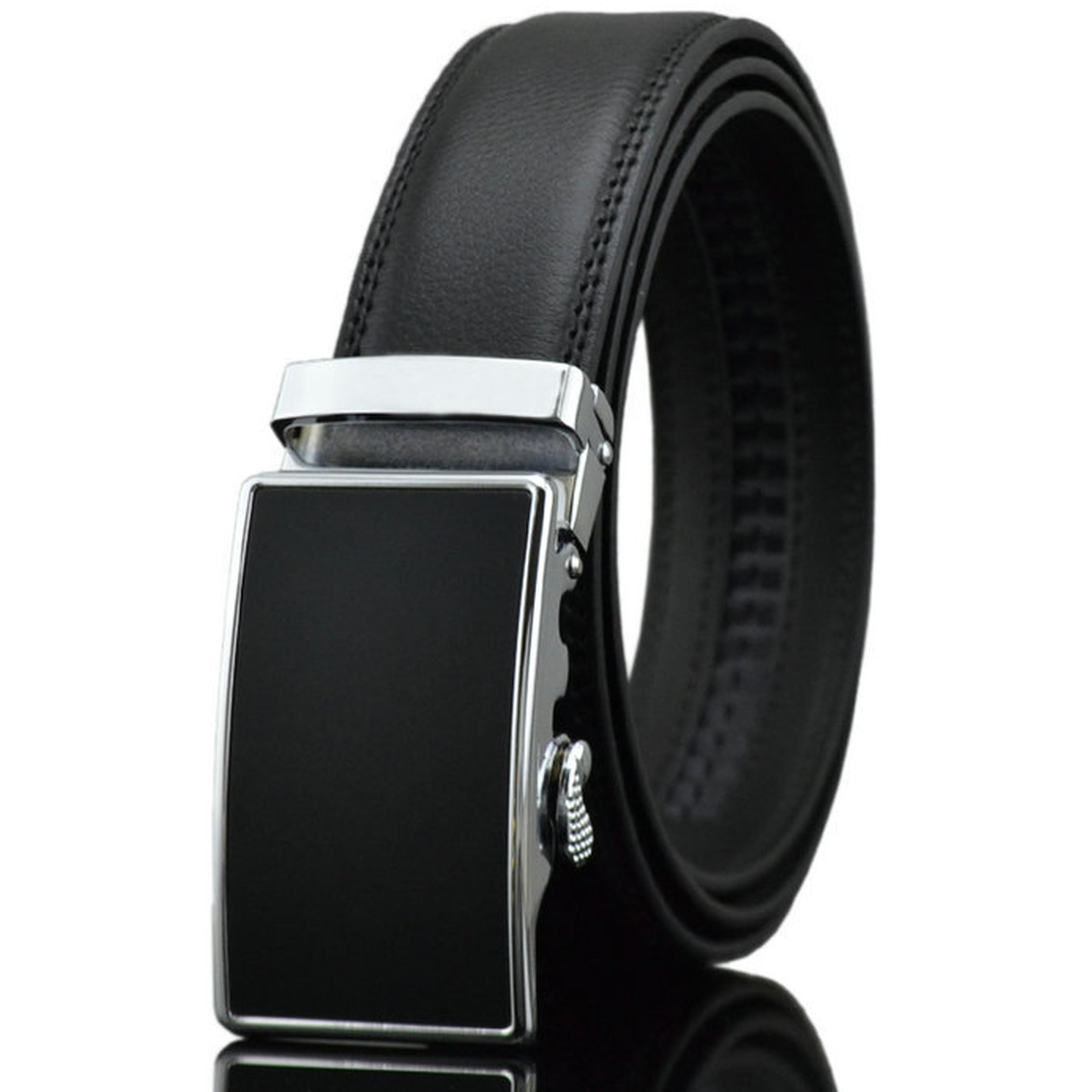 Men&#39;s Dress Belt, Genuine Leather Automatic Buckle Ratchet Belt, Adjustable Exact Fit Belt, Fits ...