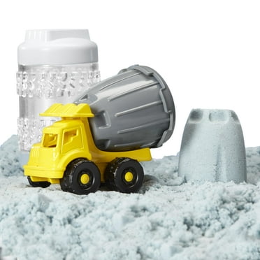 Wonder Factory Never Dry Sand Construction Trucks - Blue   Cement Mixer - Never Dries Out and Gluten Free, 3 
