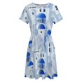 thumbnail image 4 of Santorini Island in The Greece Short Sleeve Dress Women Summer Evening Dresses Ladies Sundress, 4 of 7