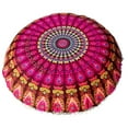thumbnail image 2 of Round Bohemian Large Floor Pillow Cover High Quality New Groovy Design With Happy Pompom Borders Ideal For Meditation Reading Relaxing Playroom Floor Seating, 2 of 6