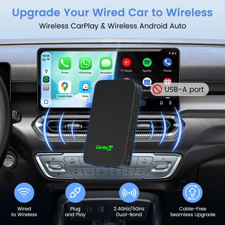 Carlinkit 5.0 Wireless CarPlay Dongle, Bluetooth Adapter, 5.8GHz